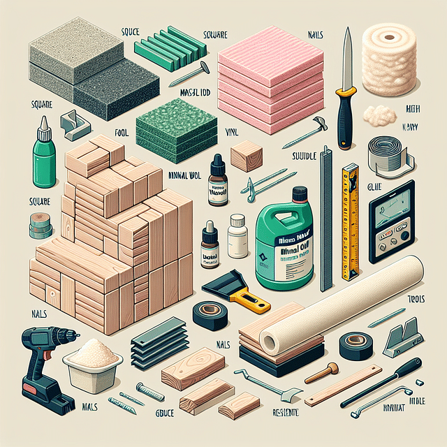 soundproofing materials and tools laid out