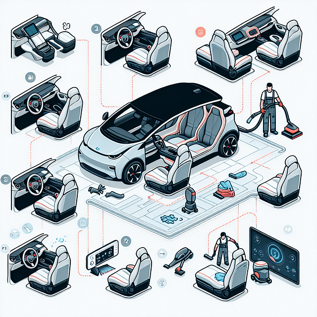 cleaning the interior of a Tesla