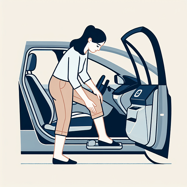 Driver stepping into the interior of a Tesla vehicle