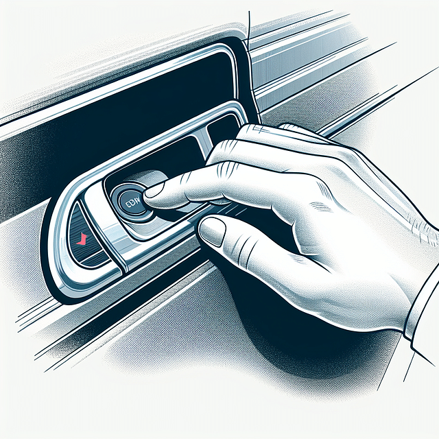 Close-up of a hand pressing the wide part of a Tesla door handle