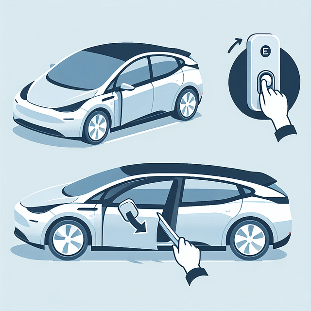Pressing and pulling a Tesla Model 3 door handle