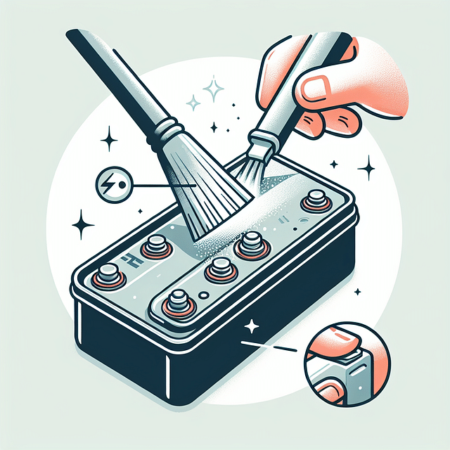 Tesla battery contacts being cleaned by a soft brush