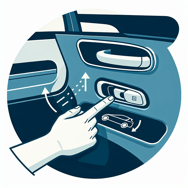 hand locating the manual release lever under the armrest of a Tesla front door