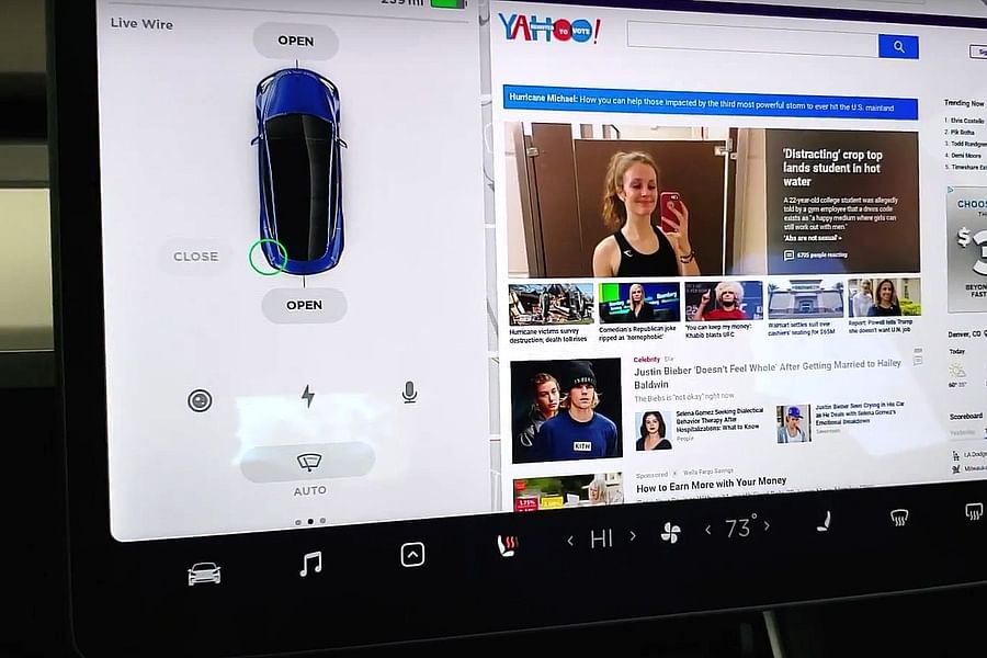 Tesla in-car internet browser