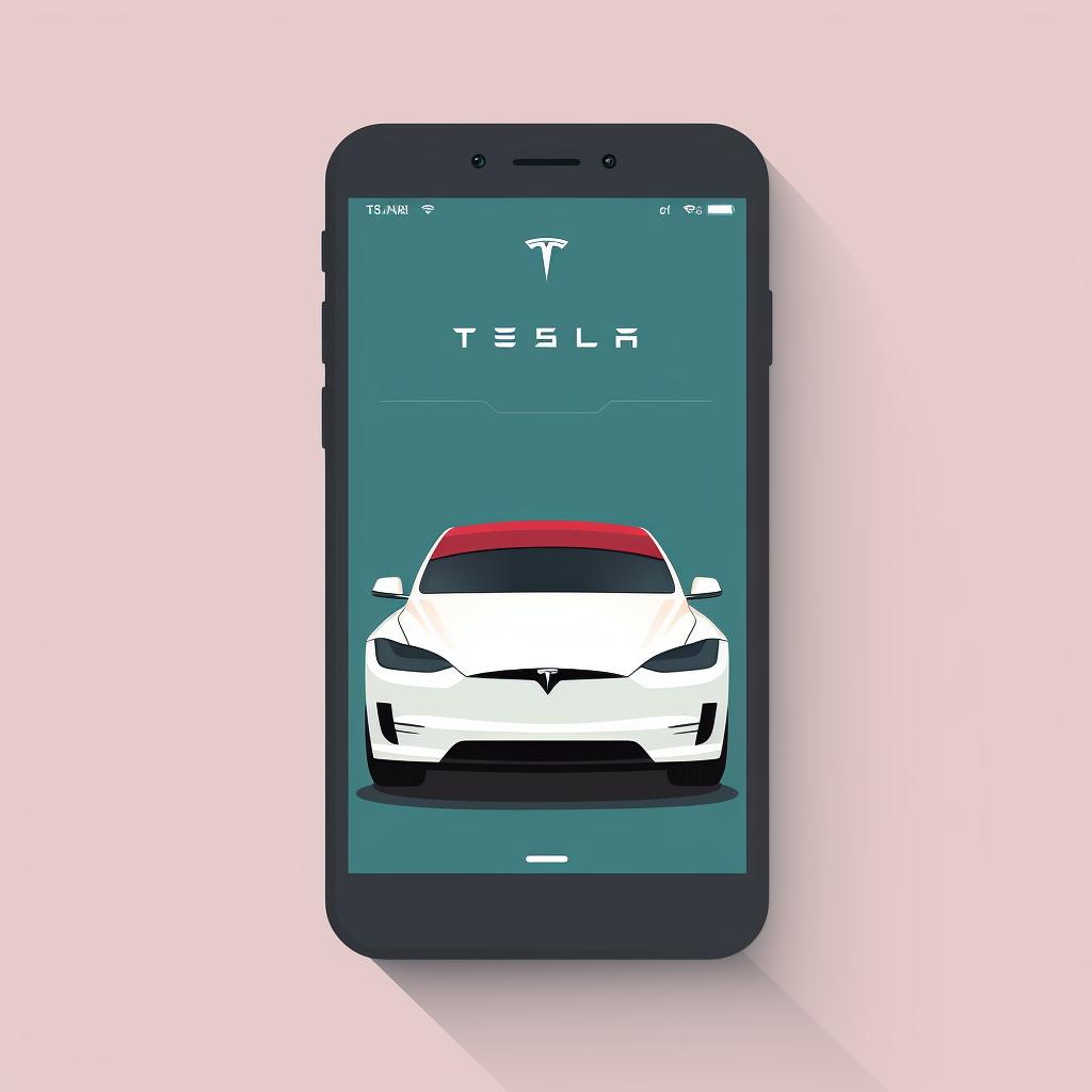 A smartphone with the Tesla app opened.