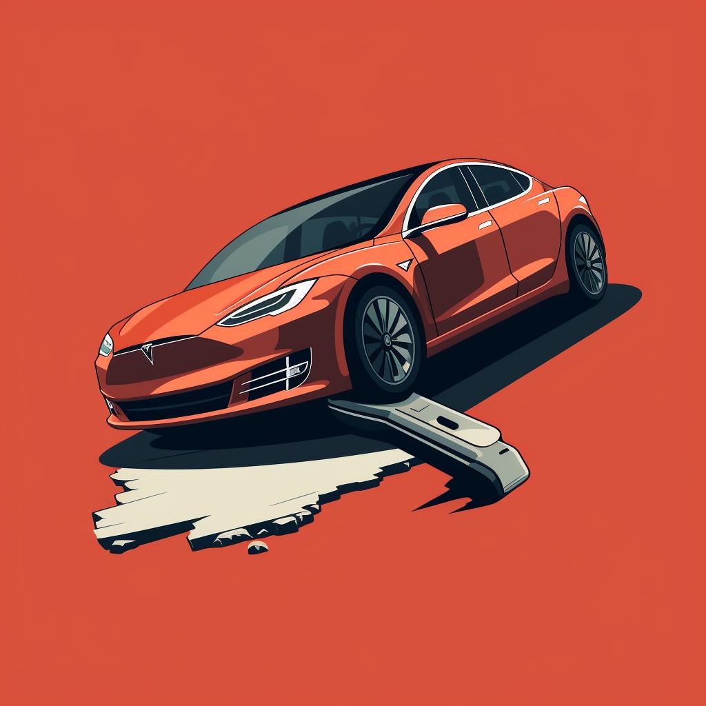 Tesla car powered on with the brake pedal being pressed