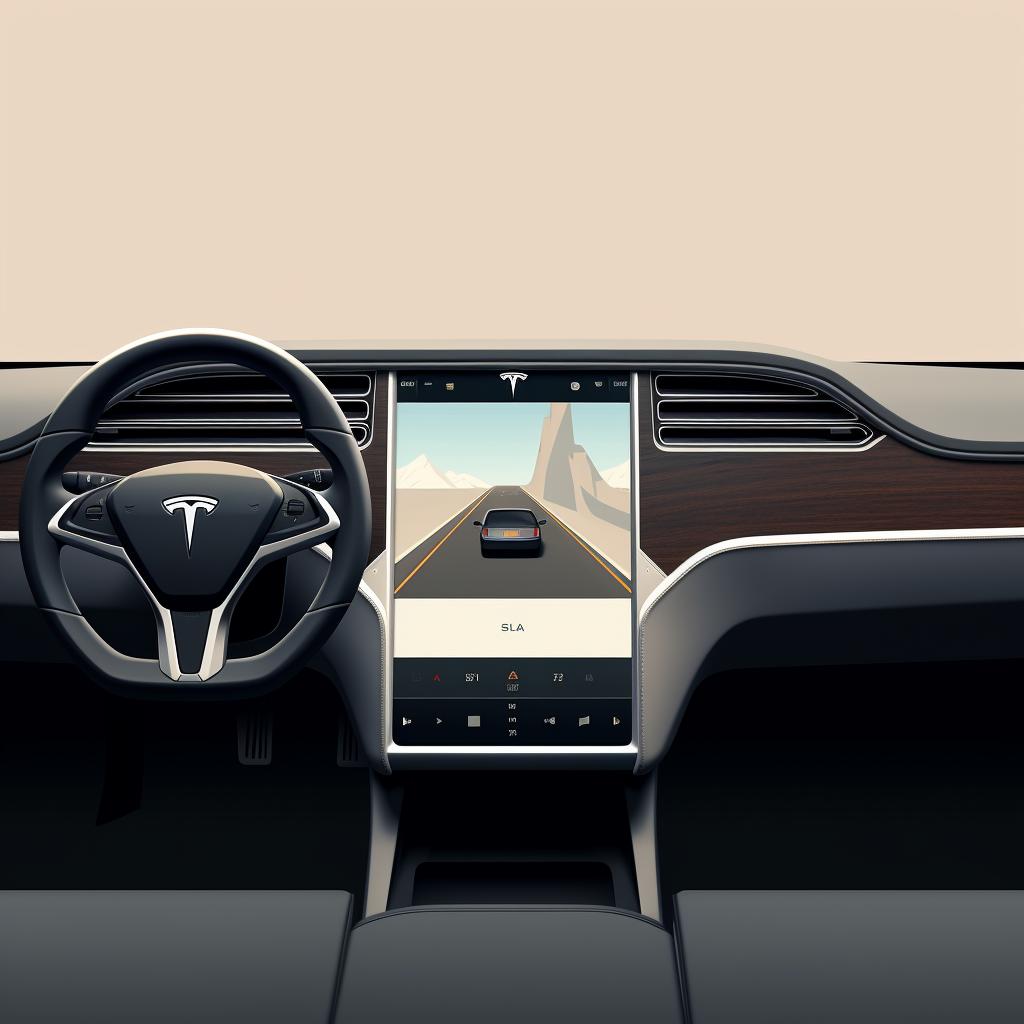 Tesla touchscreen powered on