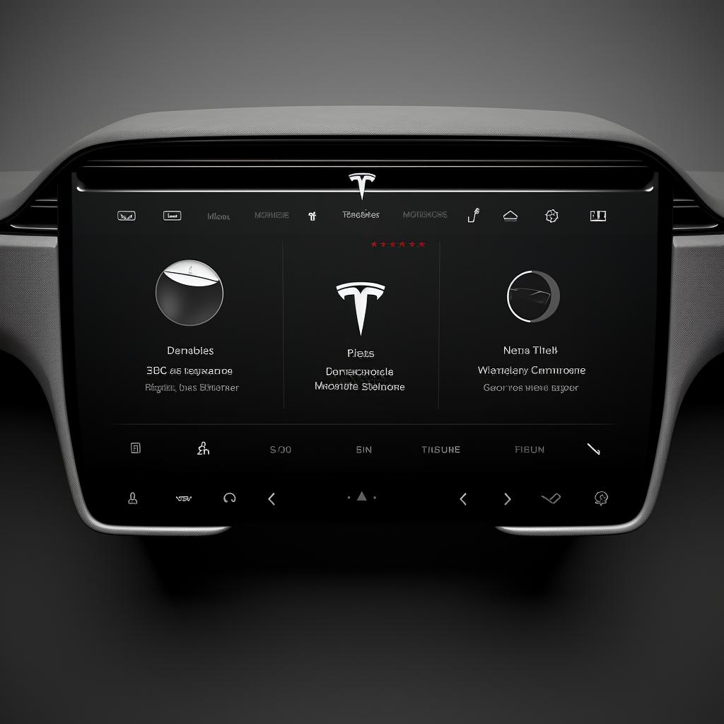 Controls menu on Tesla touchscreen