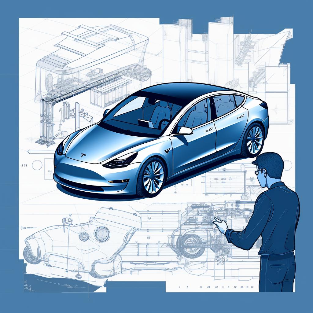 Engineers working on Tesla Model 3 blueprint