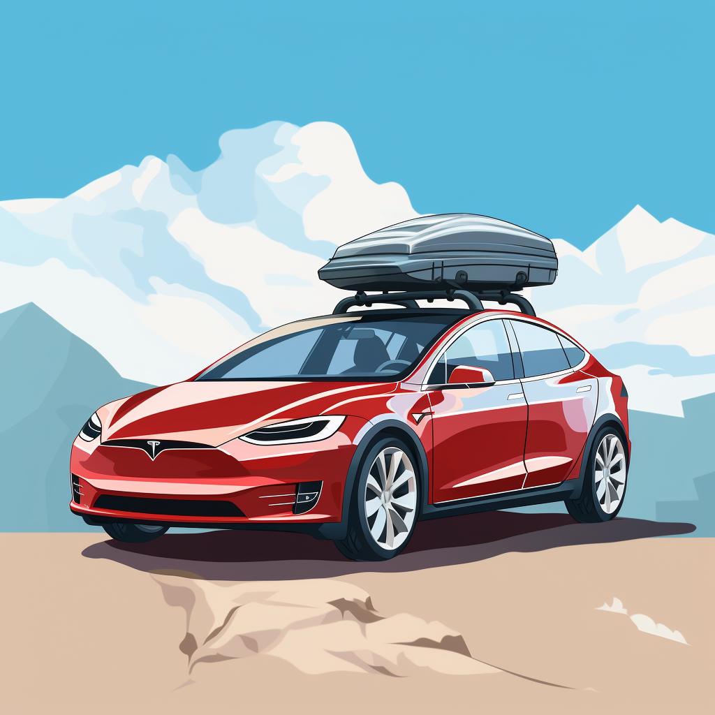 Roof racks positioned on the roof of a Tesla
