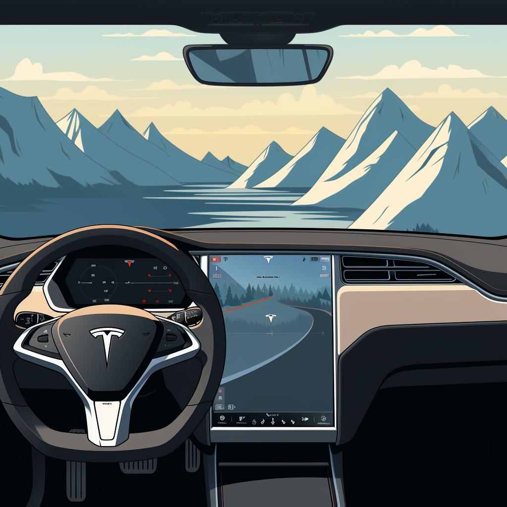 Tesla touchscreen with the 'Climate' button highlighted
