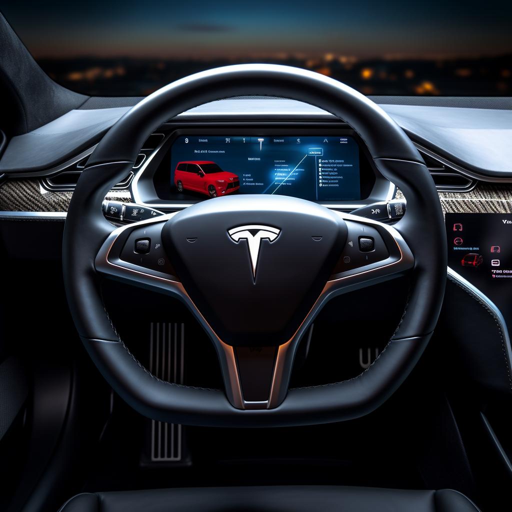 Tesla touch screen with 'Navigate' icon highlighted