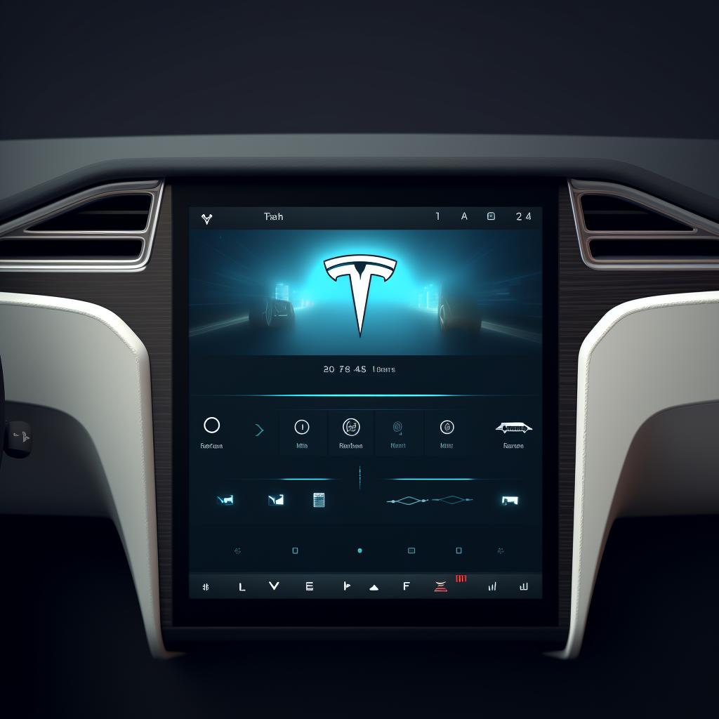 Tesla's infotainment screen with Bluetooth icon highlighted.