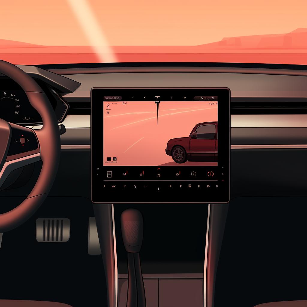 Tesla touchscreen showing the temperature slider being adjusted