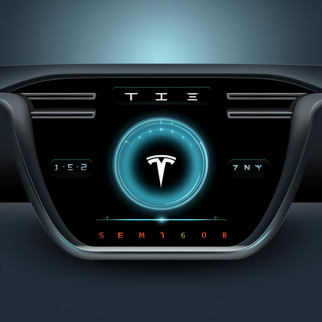Tesla touchscreen showing the 'X' button to close the climate control panel