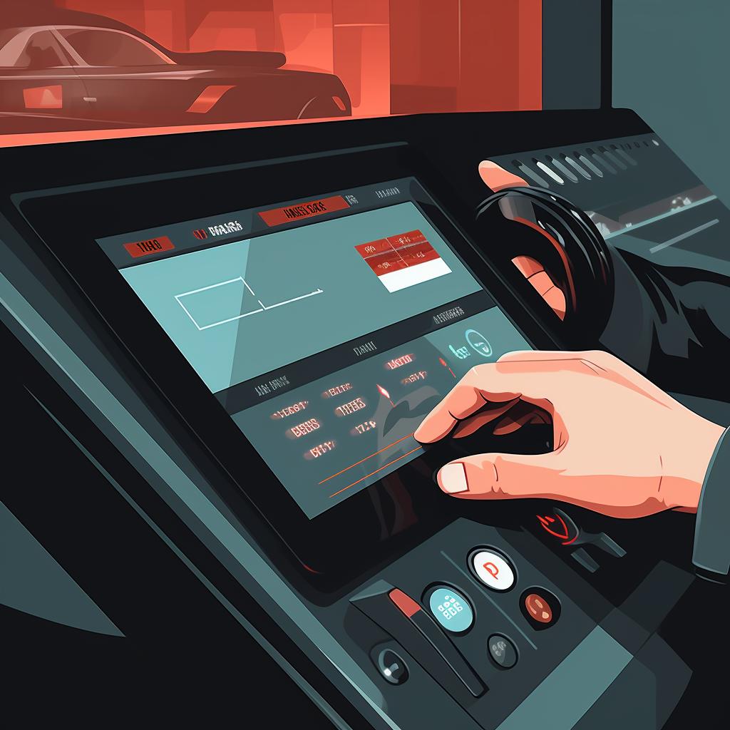 Hand selecting a game from the Tesla Arcade menu